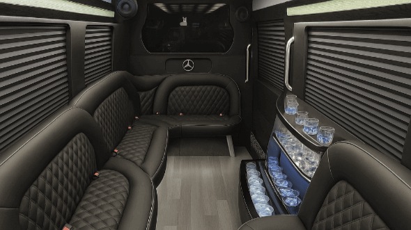 Interior of Coral Springs Party Bus Company's 14 Passenger Sprinter Limousine in Coral Springs