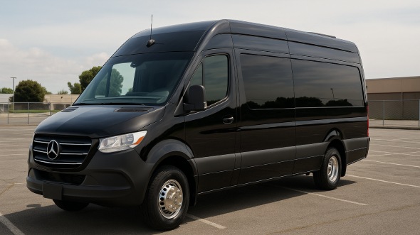 Exterior of Charter Bus Company Pompano Beach's 14 Passenger Sprinter Limousine in Pompano Beach