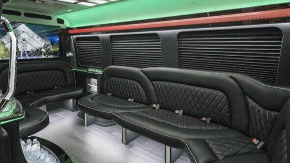 Interior of Charter Bus Company Coconut Creek's 15 Passenger Party Bus in Coconut Creek