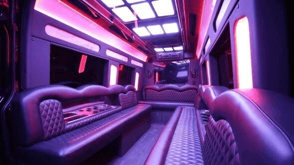 Interior of Coral Springs Party Bus Company's 18 Passenger Party Bus in Coral Springs