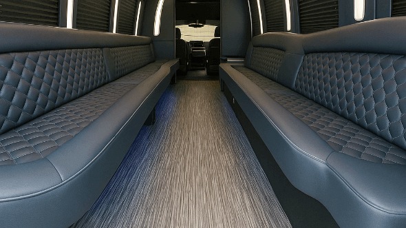Interior of Charter Bus Company Lauderhill's 28 Passenger Party Bus in Lauderhill