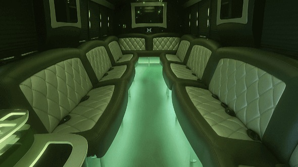 Interior of Charter Bus Company Lauderhill's 40 Passenger Party Bus in Lauderhill
