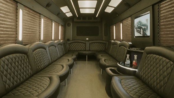 Interior of Charter Bus Company Plantation's 40 Passenger Party Bus in Plantation