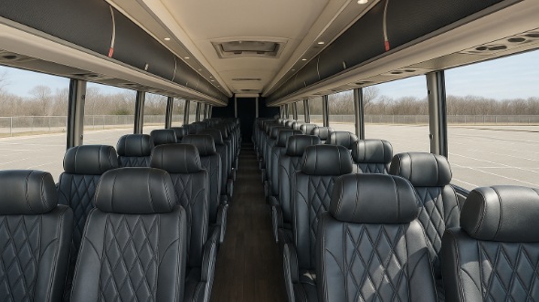 Interior of Charter Bus Company Coral Springs's 45 Passenger Charter Bus in Coral Springs