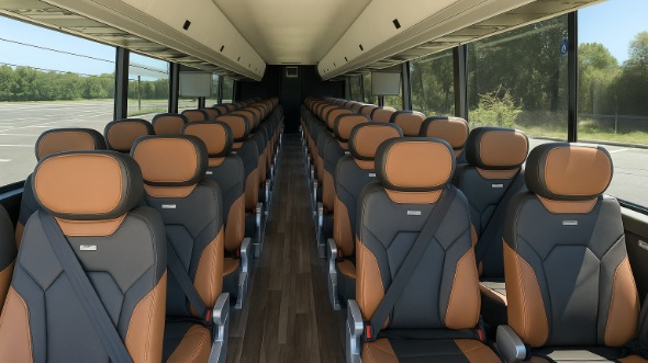 Interior of Charter Bus Company Coral Springs's 46 Passenger Charter Bus in Coral Springs