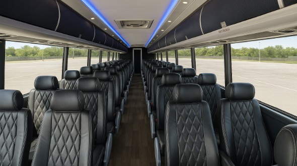 Interior of Charter Bus Company Coral Springs's 47 Passenger Charter Bus in Coral Springs