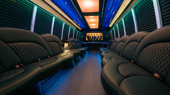 Interior of Coral Springs Party Bus Company's 50 Passenger Party Bus in Coral Springs