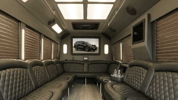 Interior of Charter Bus Company Plantation's 50 Passenger Party Bus in Plantation