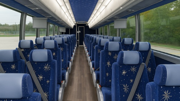 Interior of Charter Bus Company Coral Springs's 54 Passenger Charter Bus in Coral Springs