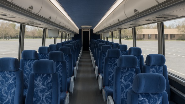 Interior of Charter Bus Company Coral Springs's 56 Passenger Charter Bus in Coral Springs