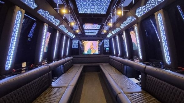 coral springs 30 passenger party bus interior